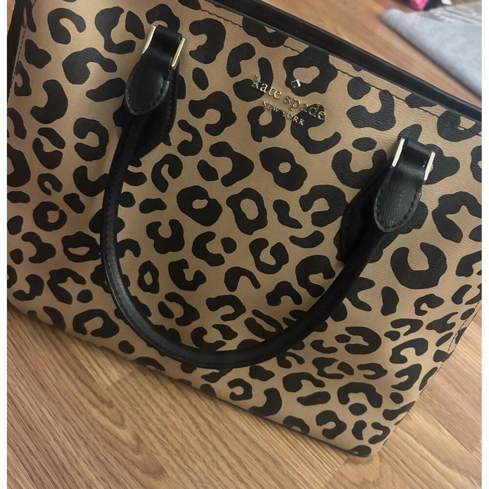 Kate Spade Darcy Leopard Large Satchel Shoulder Handbag - Picture 3 of 9